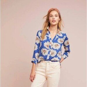 Conversations By Anthropologie Colloquial Pintucked Buttondown Shirt Women Sz 12